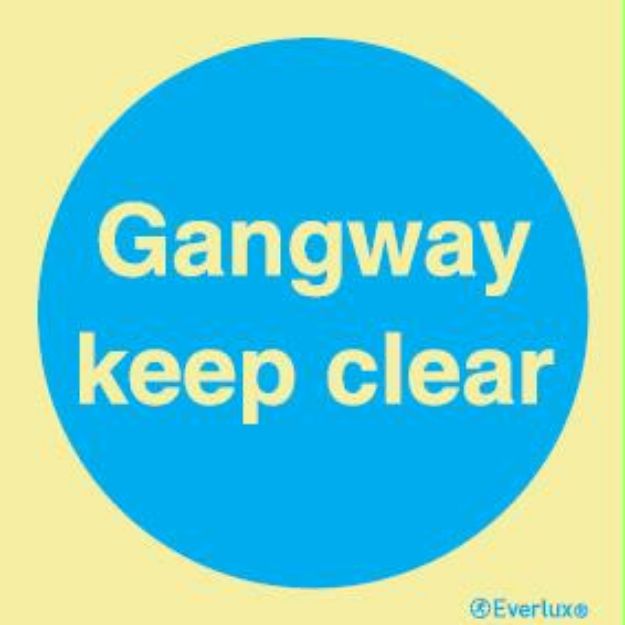 Fire and Watertight door sign Gangway keep clear with text